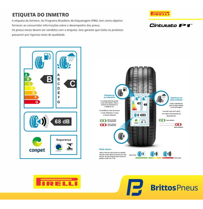 Kit 4 Pneus Pirelli Aro 16 Cinturato P1 (ka) 195/55 R16 91v